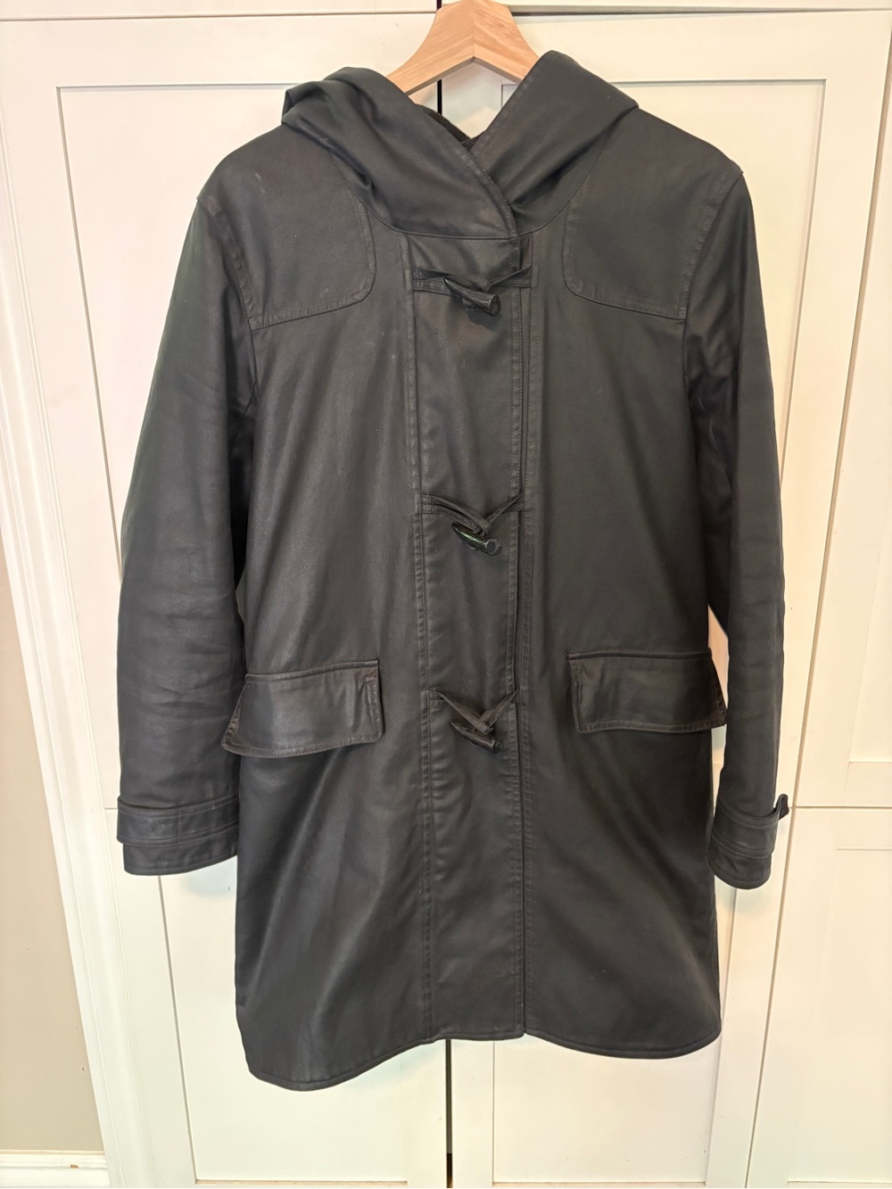 Women's Black Hooded Toggle Trench Coat M0851